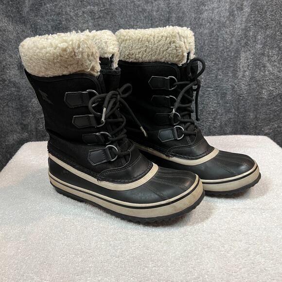 Sorel Boots Womens 7 Gray Black Winter Carnival Outdoors Snow NL3483-011 - Picture 1 of 11
